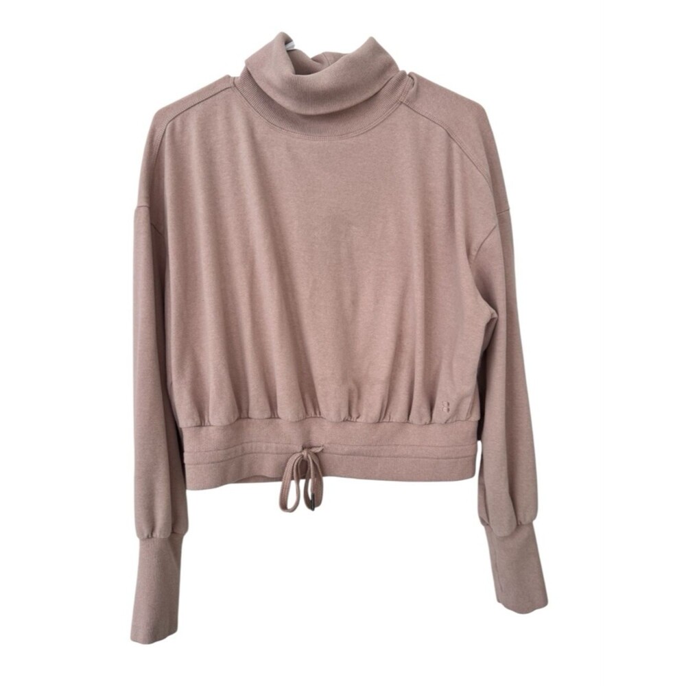 Sweaty Betty Cropped Dusty Rose Turtleneck Drawstring Pullover - Size 8